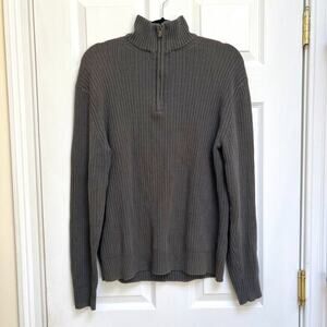 Calvin Klein Grey Ribbed Quarter Zip Turtleneck Pullover